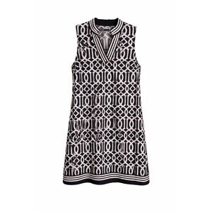Mud Pie Black & White Geometric Print Shift Dress – Size Medium – 100% Cotton